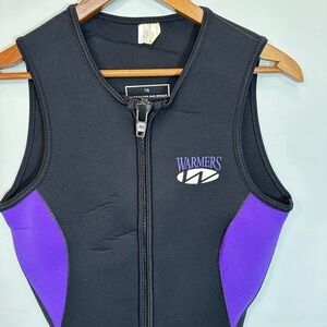 Warmers Womens Size 7/8 Wetsuit Black Purple Neoprene Sleeveless Ski Surf WaterS
